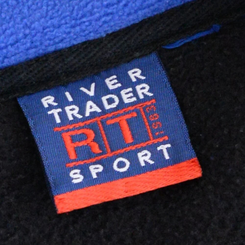 Vintage 90S River  Trader Sport Black And Blue Half Zip Pullover Fleece Sweater - Picture 4 of 9